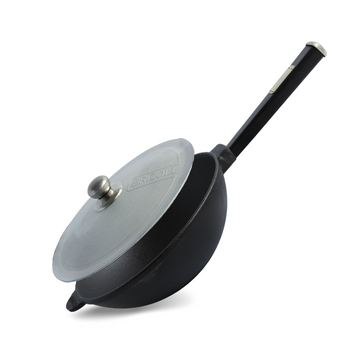 Сковорода чавунна з дерев`яною ручкою Black та алюмінієвою кришкою WOK 2,2 л W24HP1-4 фото