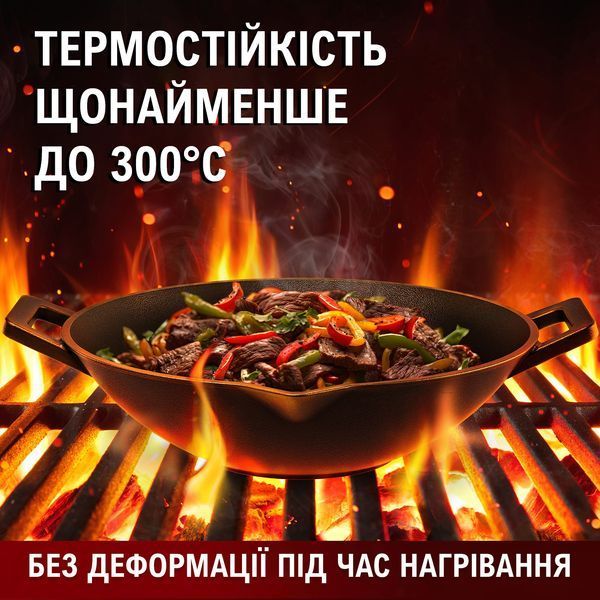 Чавунна пательня WOK Gussk&ouml;nig 36 см + книга рецептів, жаростійкі рукавички, очищувач 170189 фото