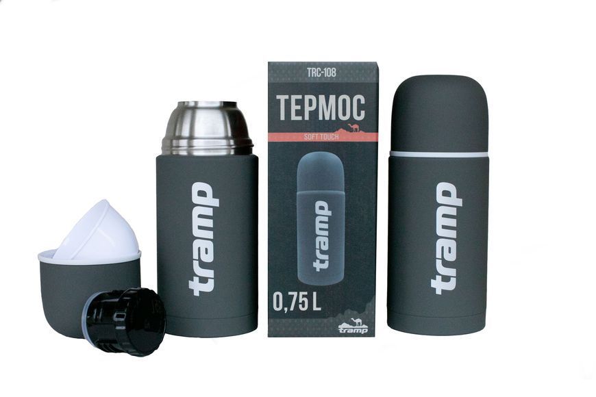 Термос TRAMP Soft Touch 0,75 л, Сірий TRC-108-grey фото